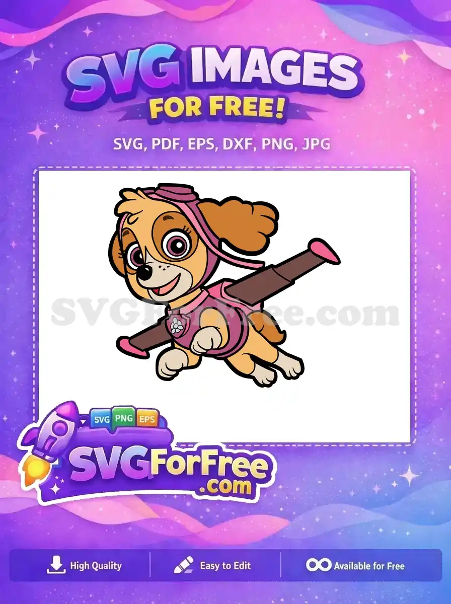 Free Smiling Skye Pilot Free Pink Outfit Paw Patrol Free SVG 2