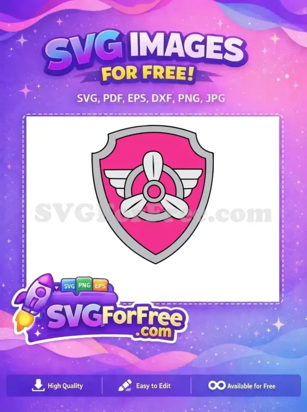 Free Skye Pink Badge Free Propeller Wings PAW Patrol Free SVG