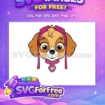 Free Smiling Skye Pink Goggles Free Cartoon Face PAW Patrol Free SVG - Instant Download