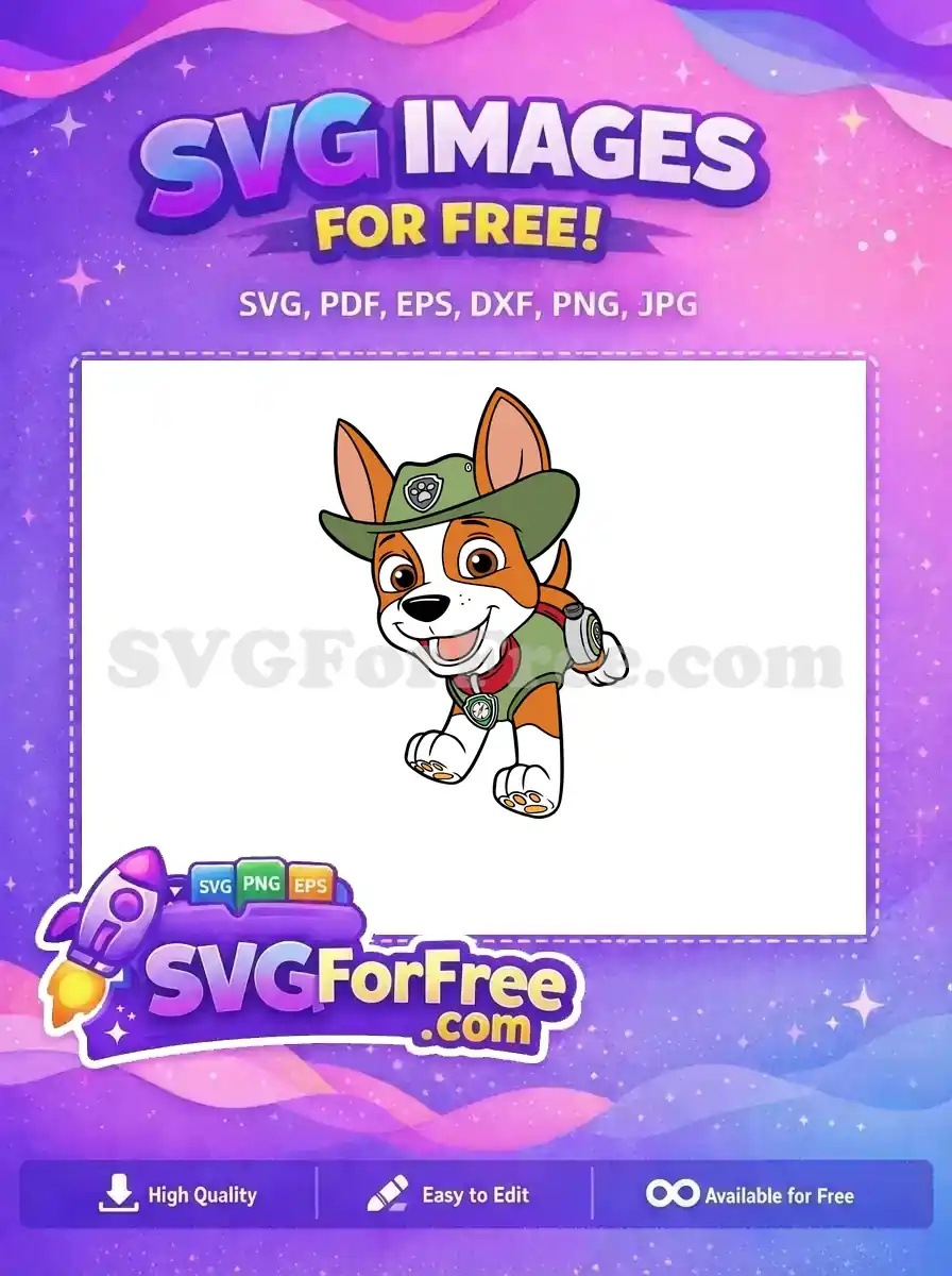 Free Smiling Tracker Pup Free Green Hat Paw Patrol Free SVG 2
