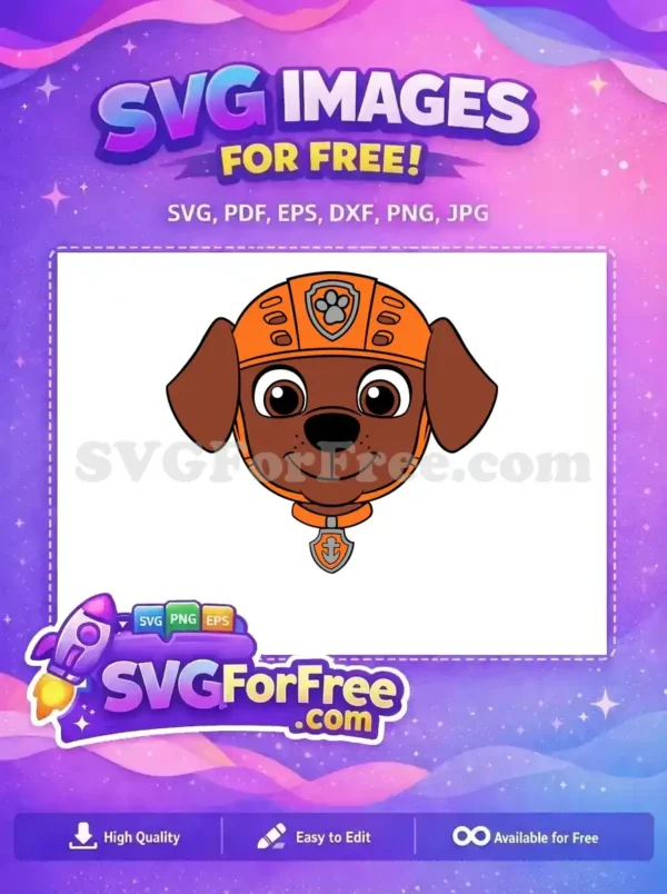 Free Zuma Smiling Free Orange Helmet PAW Patrol Free SVG