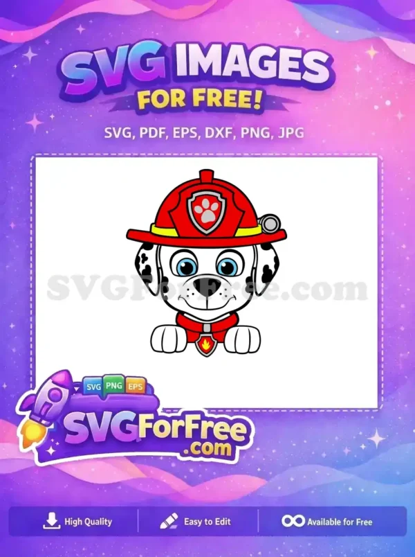 Free Firefighter Pup Free Smiling Face PAW Patrol Free SVG