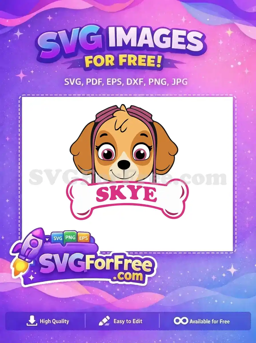 Free Skye Pink Goggles Free Cartoon Face Paw Patrol Free SVG