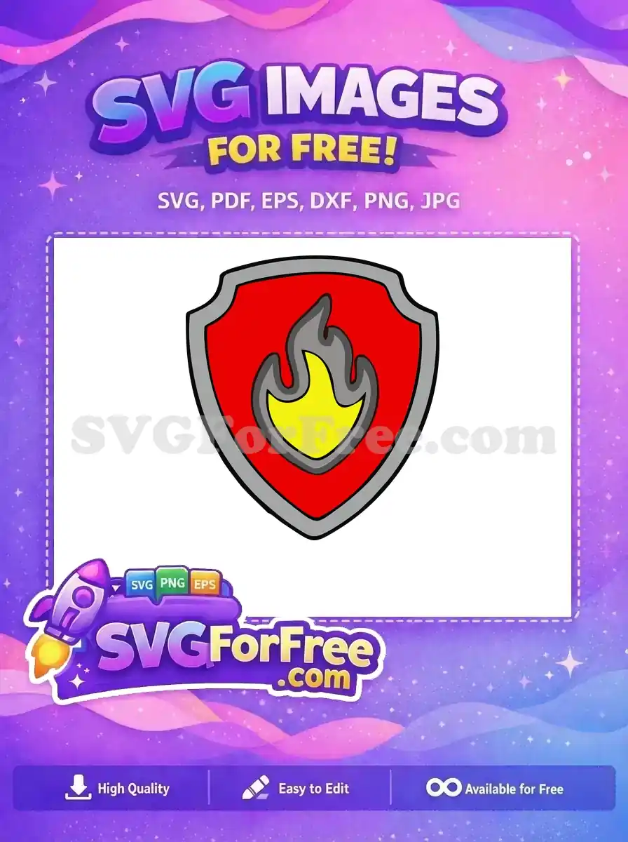 Free Firefighter Badge Free Yellow Flame PAW Patrol Free SVG