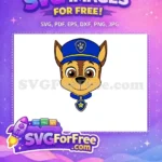Free Smiling Chase Free Blue Hat Paw Patrol Free SVG - Instant Download