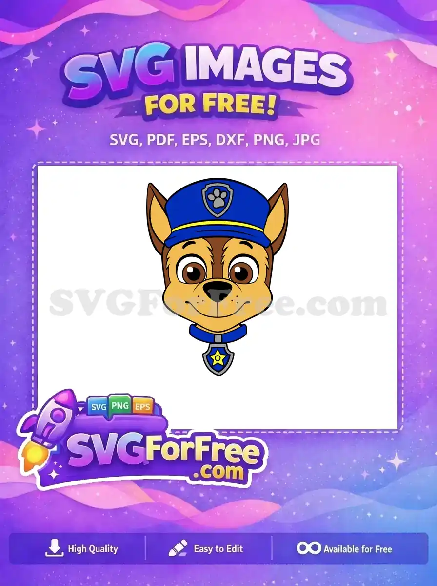 Free Smiling Chase Free Blue Hat Paw Patrol Free SVG
