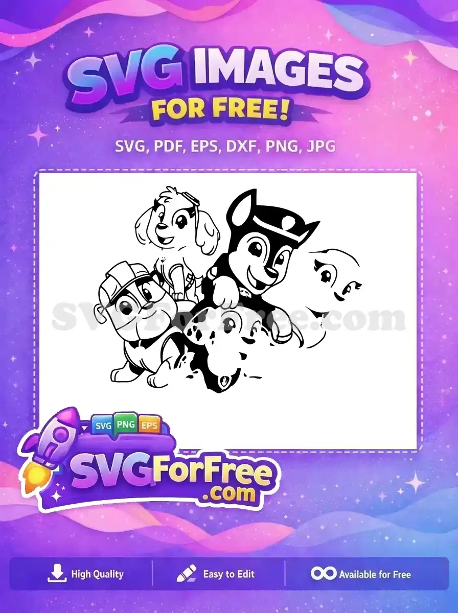 Free Smiling Pups Free Cartoon Characters PAW Patrol Free SVG