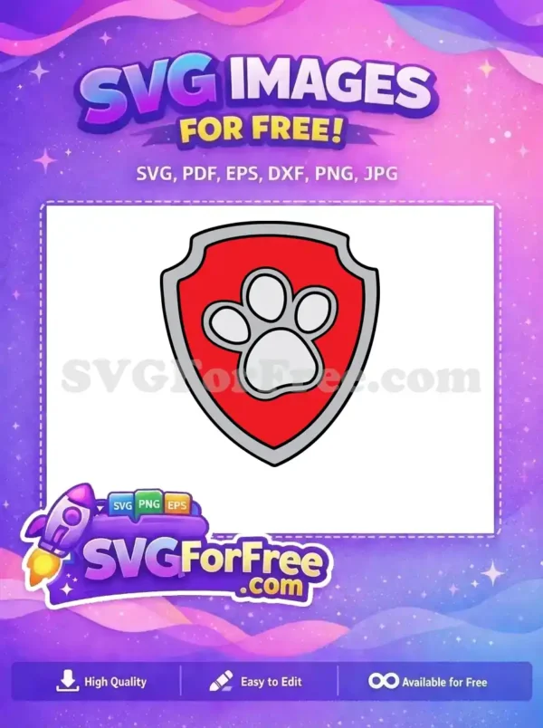 Free Red Shield Free Paw Print PAW Patrol Free SVG