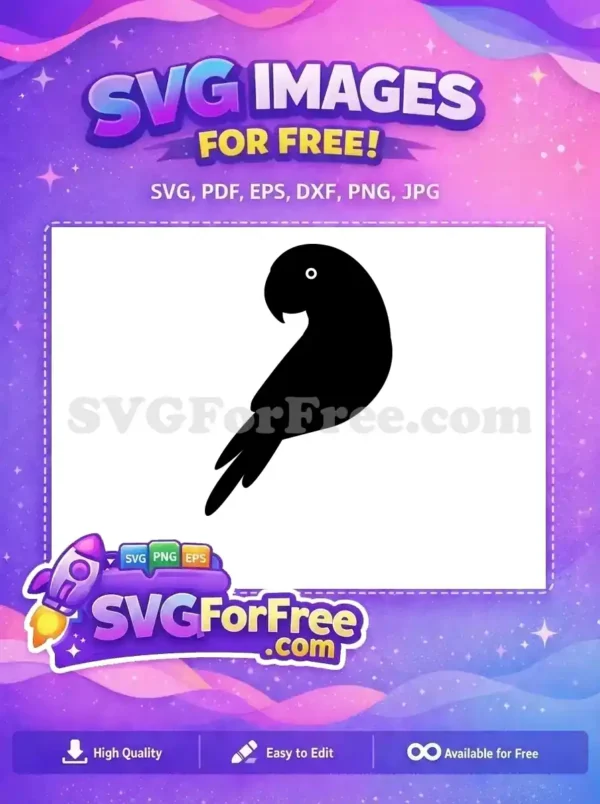 Free Black Parrot Silhouette Free Tropical Bird Art Free SVG 1