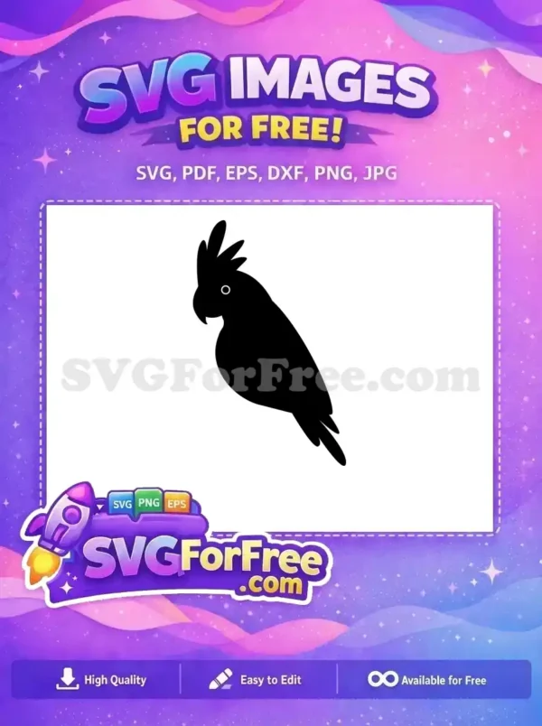 Free Black Parrot Silhouette Free Exotic Bird Design Free SVG