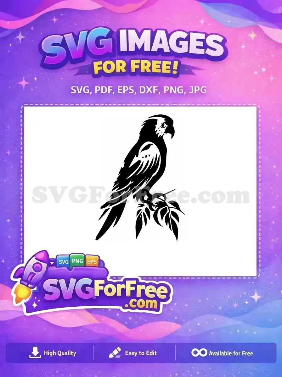 Free Tropical Parrot Free Macaw Silhouette Design Free SVG
