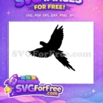 Free Flying Parrot Free Black Silhouette Bird Free SVG - Instant Download