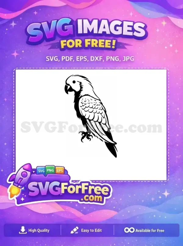 Free Tropical Parrot Free Silhouette Exotic Bird Free SVG 1