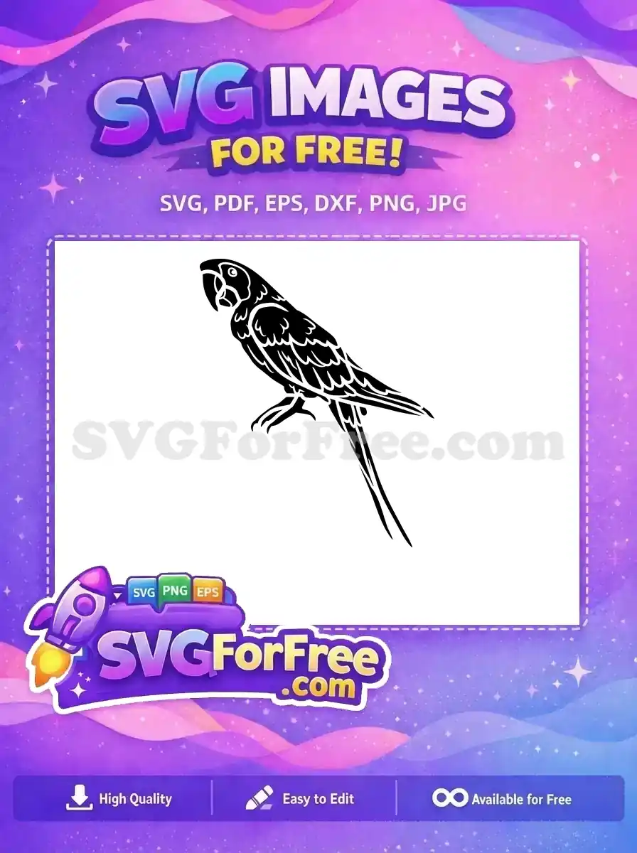 Free Black Parrot Silhouette Free Exotic Bird Outline Jungle Free SVG