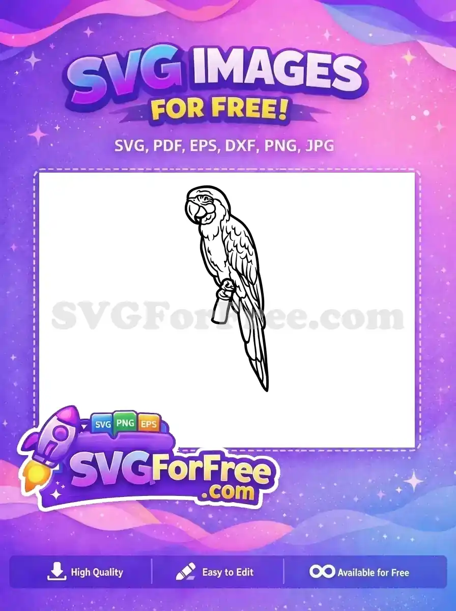 Free Perched Parrot Free Black Silhouette Cartoon Free SVG