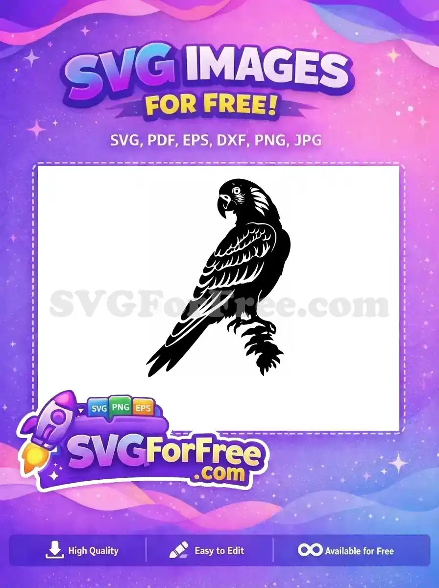 Free Detailed Parrot Free Tropical Bird Silhouette Free SVG 5