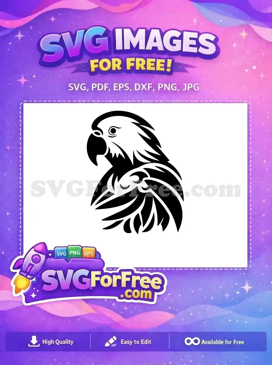 Free Detailed Plumage Free Parrot Silhouette Design Free SVG