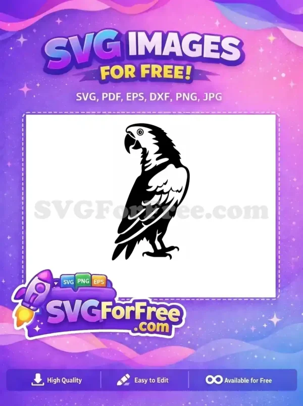 Free Tropical Parrot Silhouette Free Flying Exotic Bird Free SVG Free Tropical Parrot Silhouette Free Flying Exotic Bird Free SVG