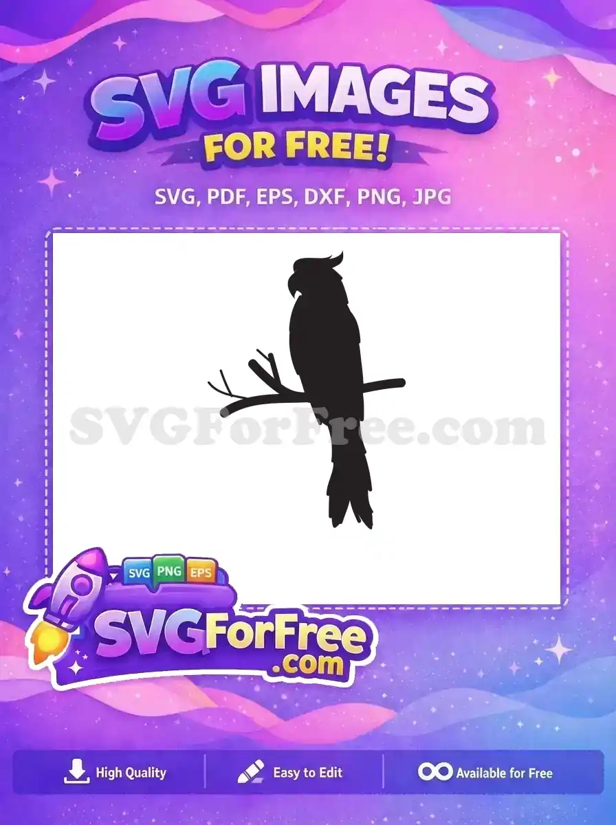 Free Perched Parrot Free Silhouette Elegant Design Free SVG
