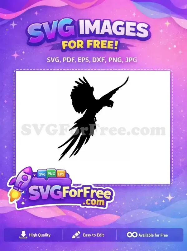 Free Detailed Parrot Free Tropical Bird Silhouette Free SVG 8