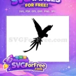 Free Flying Parrot Free Silhouette Detailed Black Free SVG - Instant Download