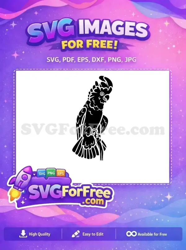 Free Detailed Crested Free Cockatoo Parrot Silhouette Free SVG