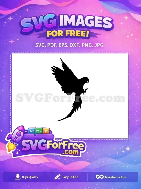 Free Detailed Wings Free Landing Pose Parrot Silhouette Free SVG Free Detailed Wings Free Landing Pose Parrot Silhouette Free SVG