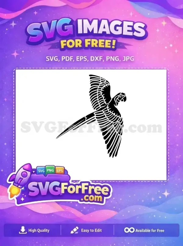Free Detailed Wing Free Flying Parrot Silhouette Free SVG 1 Free Detailed Wing Free Flying Parrot Silhouette Free SVG 1