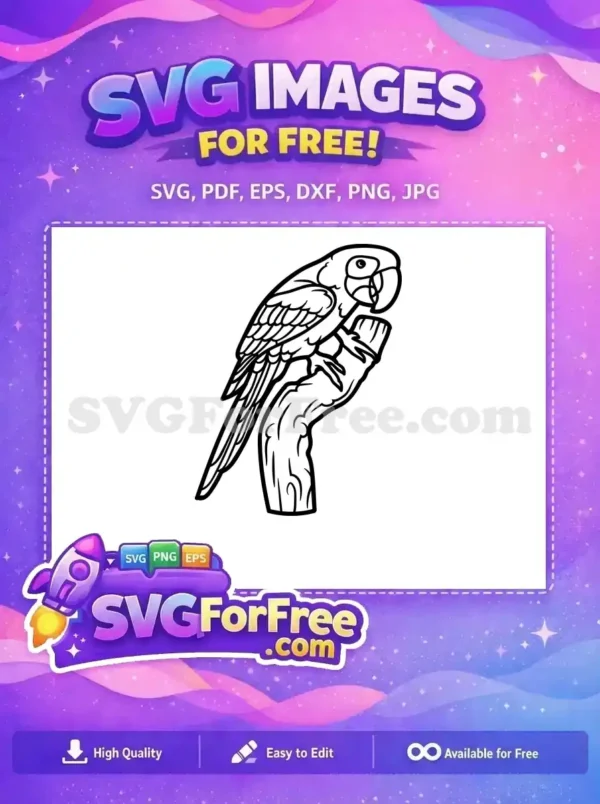 Free Detailed Parrot Free Perched Silhouette Free SVG