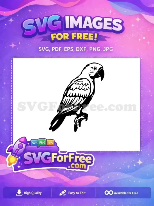 Free Detailed Feathering Free Exotic Parrot Silhouette Free SVG