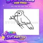 Free Simple Parrot Free Perched Branch Cartoon Free SVG - Instant Download