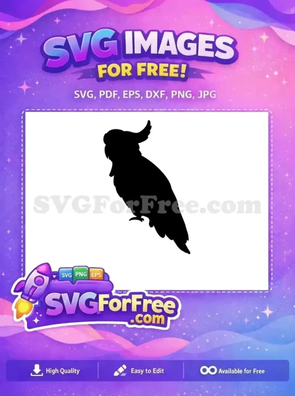 Free Detailed Crested Free Upright Parrot Silhouette Free SVG