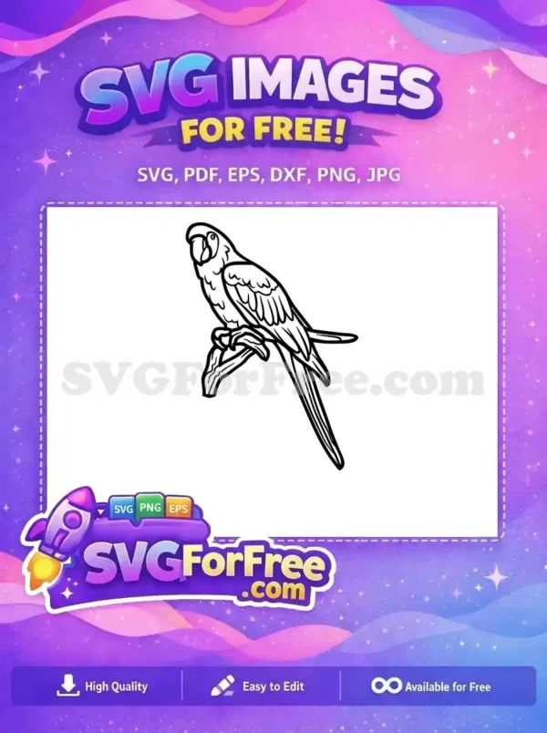 Free Parrot Silhouette Free Perched Branch Parrot Free SVG