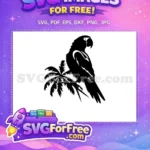 Free Macaw Silhouette Free Palm Tree Parrot Free SVG - Instant Download