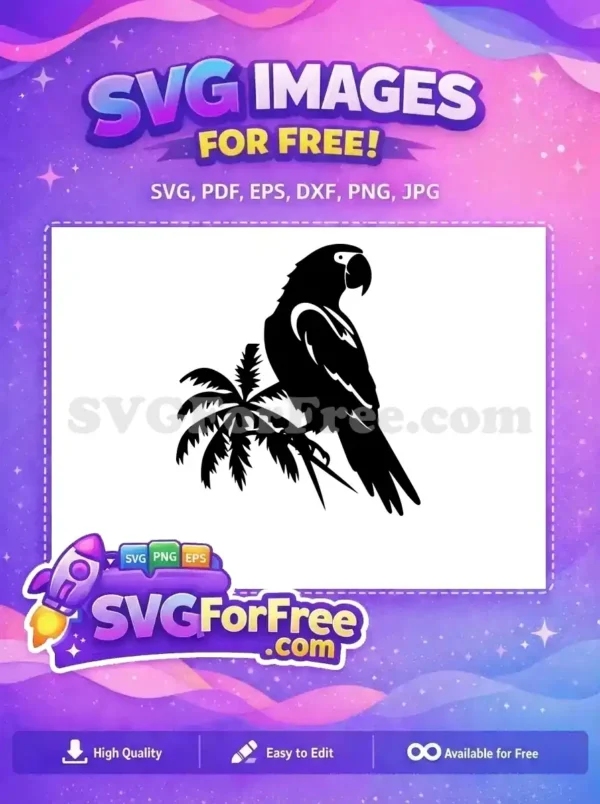 Free Macaw Silhouette Free Palm Tree Parrot Free SVG