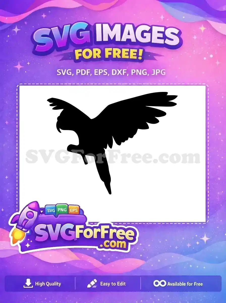 Free Detailed Wings Free Perched Parrot Silhouette Free SVG