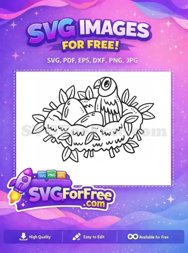 Free Parrot on Nest Free Eggs Silhouette Drawing Free SVG