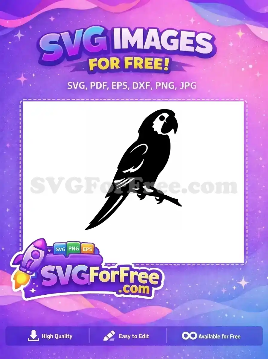 Free Exotic Parrot Free Line Art Silhouette Free SVG