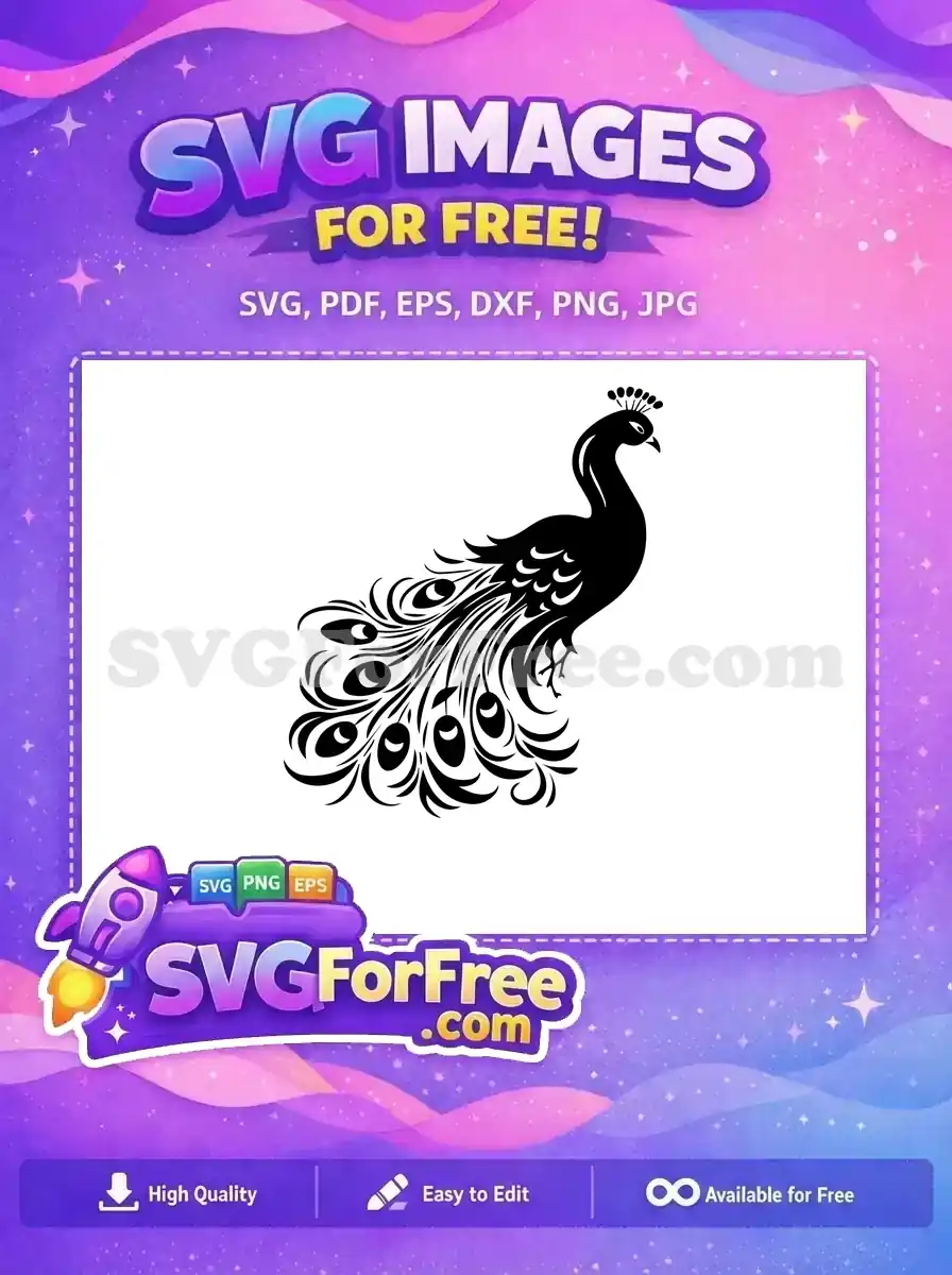 Free Black Peacock Free Silhouette Detailed Bird Free SVG 1