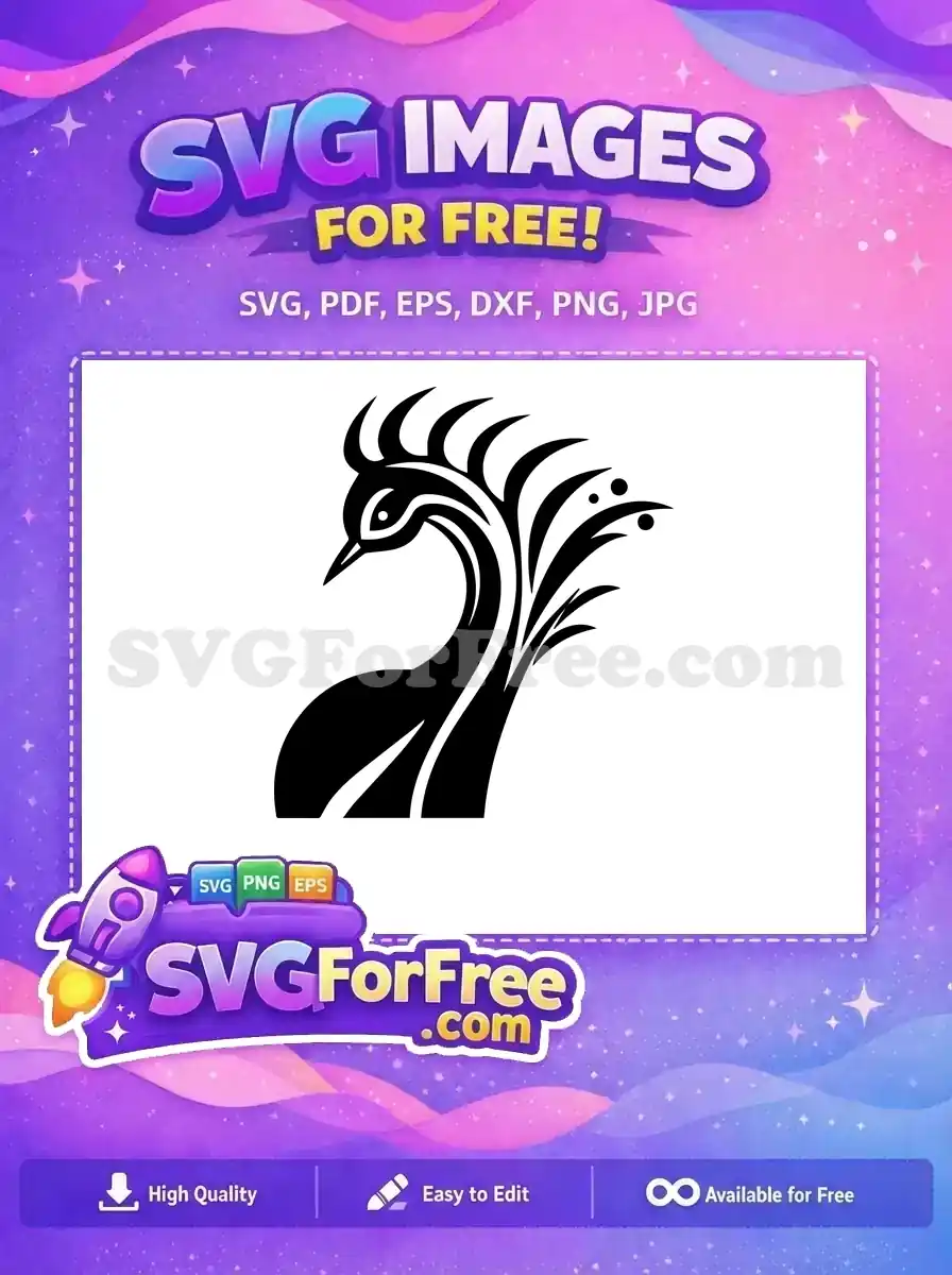 Free Elegant Crest Free Black Silhouette Peacock Free SVG