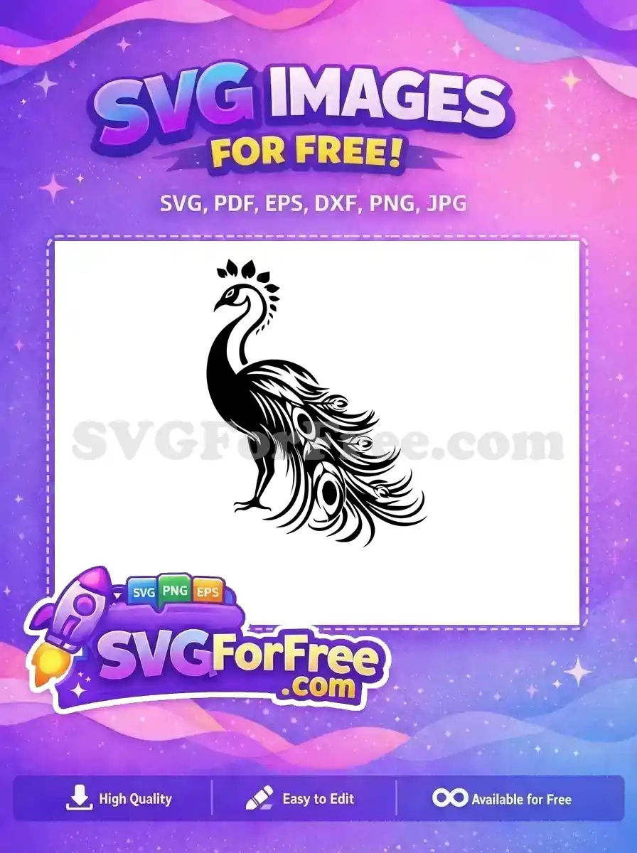 Free Elegant Feathers Free Black Silhouette Peacock Free SVG