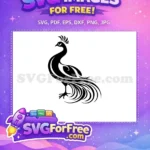 Free Black Crest Free Elegant Tail Peacock Silhouette Free SVG - Instant Download