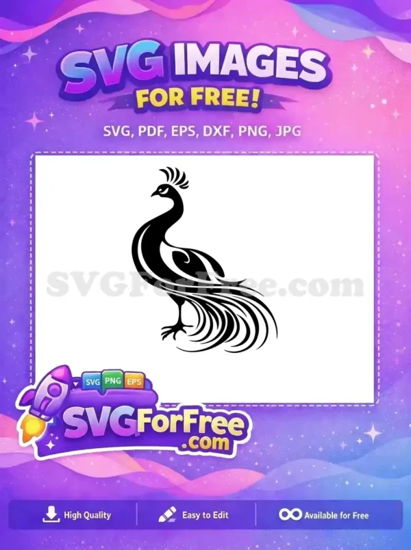Free Black Crest Free Elegant Tail Peacock Silhouette Free SVG