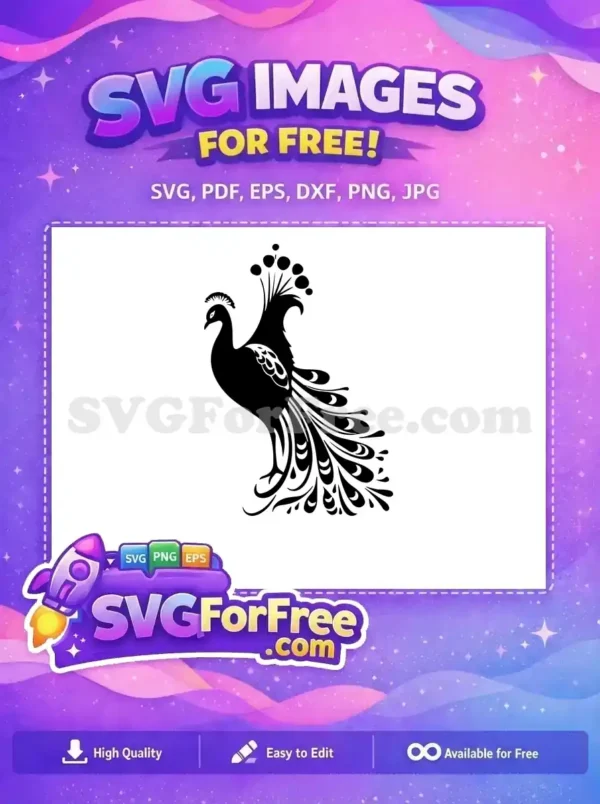 Free Detailed Plumage Free Ornate Crest Peacock Free SVG
