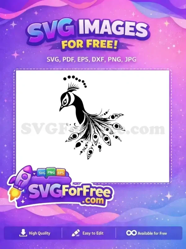 Free Detailed Tail Free Eye Spot Peacock Silhouette Free SVG