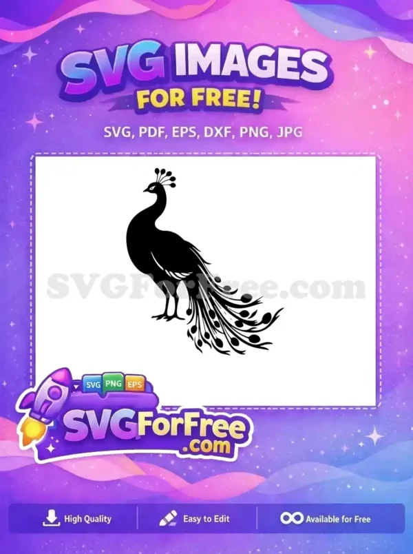 Free Black Peacock Free Detailed Tail Silhouette Free SVG Free Black Peacock Free Detailed Tail Silhouette Free SVG