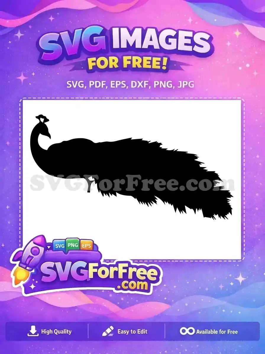 Free Detailed Tail Feathers Free Bird Silhouette Peacock Free SVG