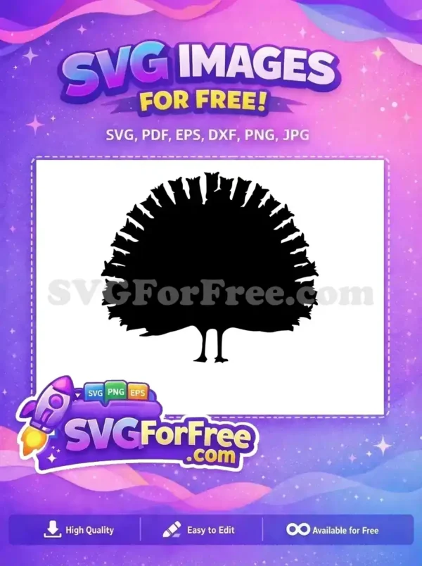 Free Detailed Tail Feathers Free Elegant Silhouette Peacock Free SVG
