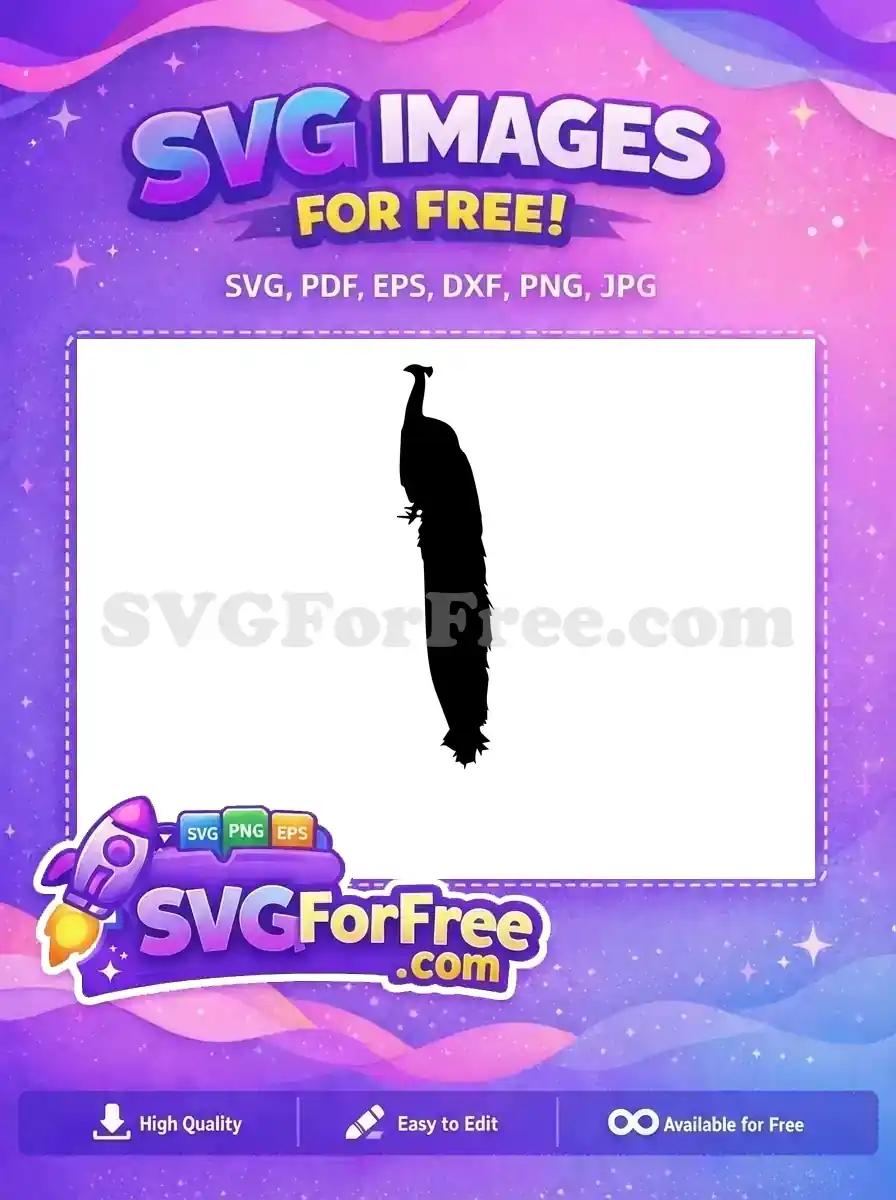 Free Standing Free Feather Detail Peacock Silhouette Free SVG