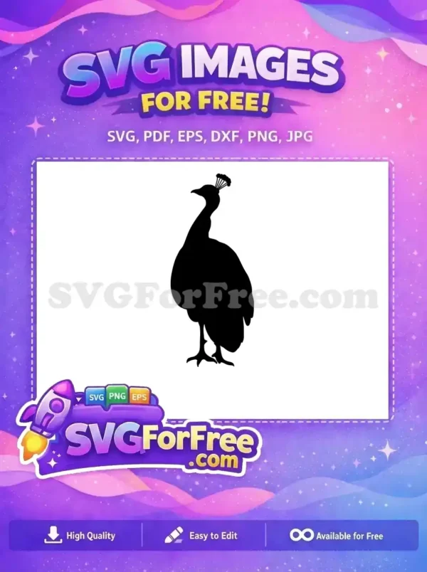 Free Standing Peacock Free Detailed Crest Peacock Silhouette Free SVG